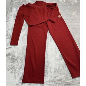 UFC Gym Workout Women's 2 Piece Pants Crop Top‎ Small/Xsmall Red Butter Soft EUC